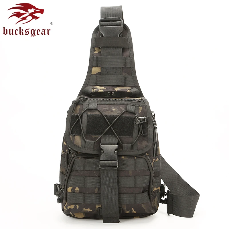 
Bucksgear Factory Military Chest Bag Tactical Sling Bag Shoulder Bag Cross Body MOLLE Light Weight Waterproof Outdoor Sports 