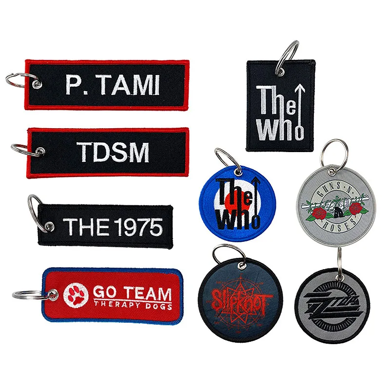Custom Embroidered Name Tags key holder Letter Keychains With Your Logo