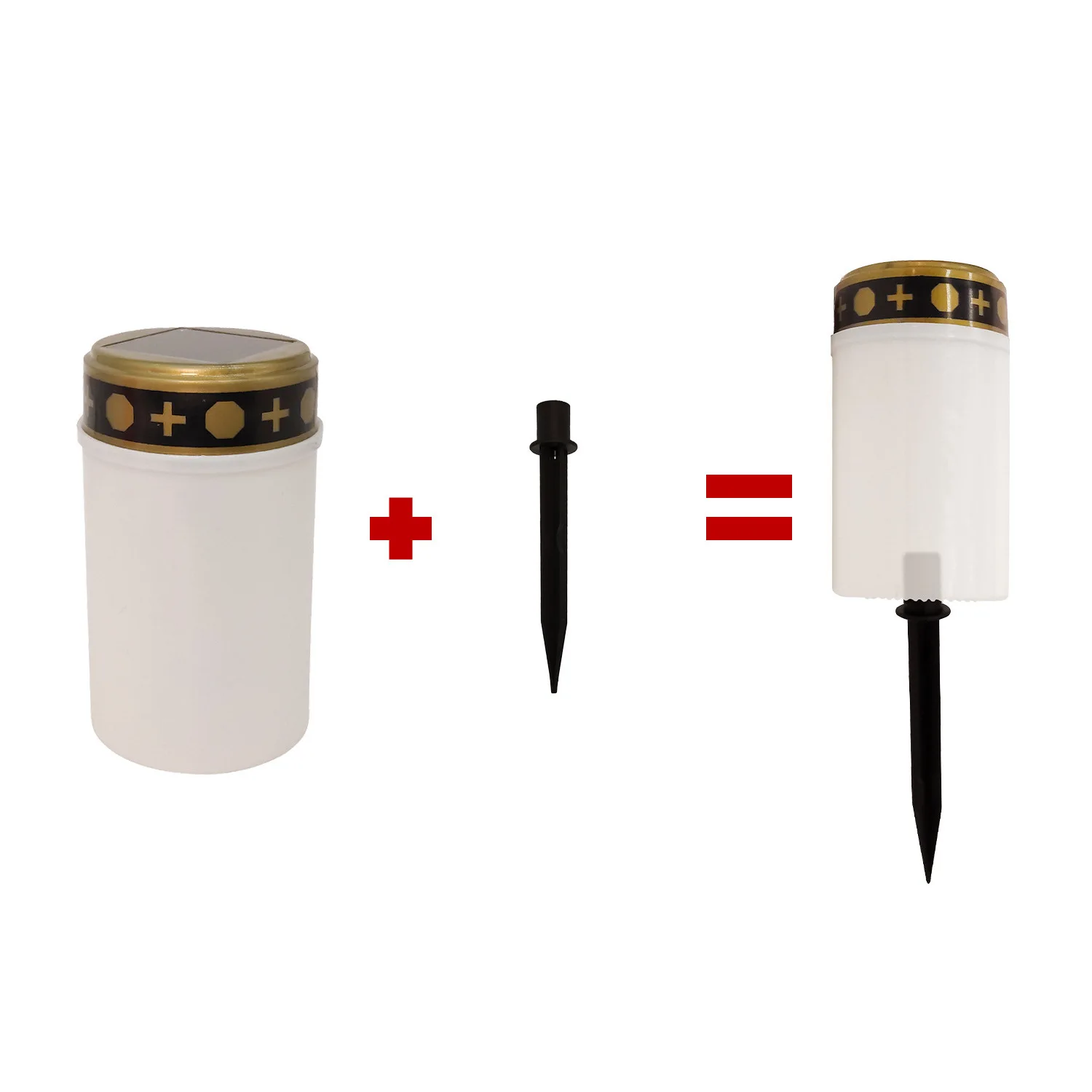 Solar Candle Light Flameless Outdoor Waterproof Ritual Memorial Decorative Light LED Cemetery Candle Lamp for Grave Sacrifice