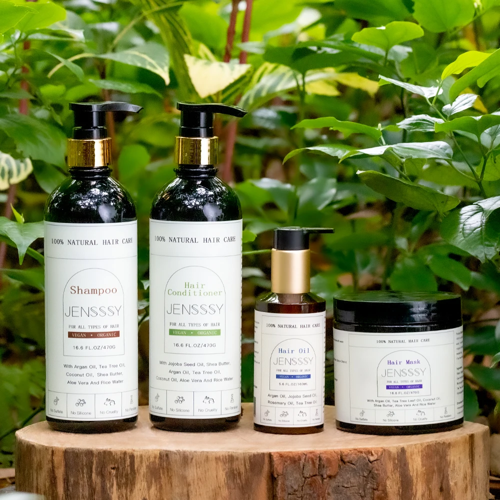 Private label organic sulfate free aloe nourish rosemary oil Argan oil repairing mask shampoo and conditioner hair care set