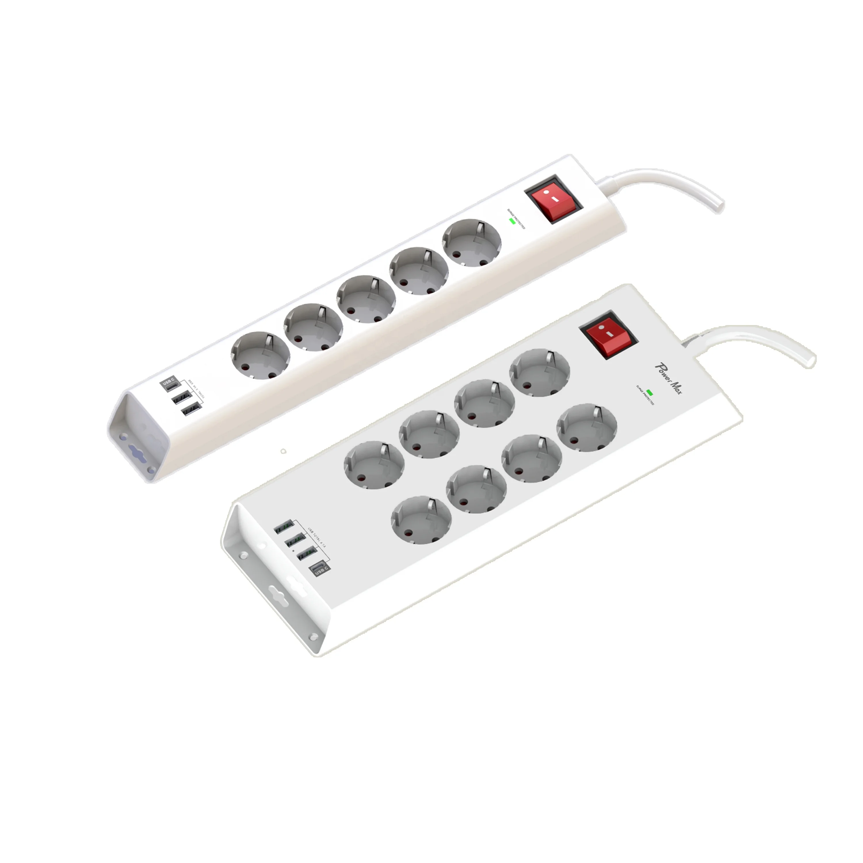 CE approved German 4 way power strip 3 gang German extension sockets 4 outlet eu plug