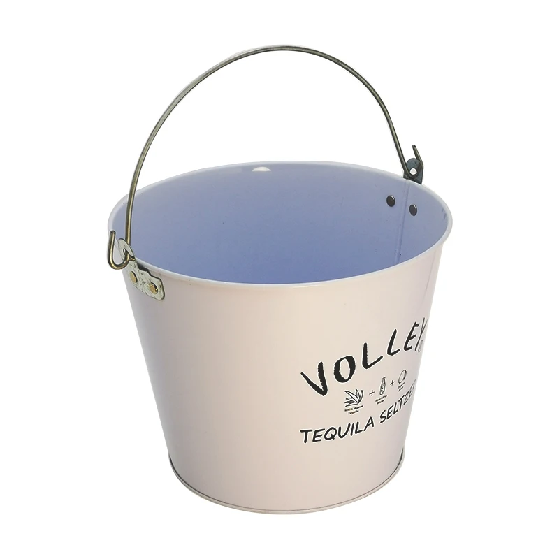Outdoor Round Metal Beverage Tubs 5L Stainless Steel Galvanized Ice  Buckets with Handle for Beer and Drinks
