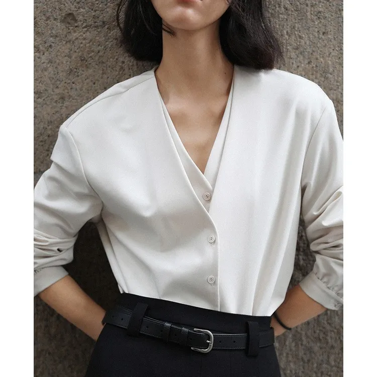 customized 2023  Womens Button Down Shirts Classic Long Sleeve  Office Work Blouses Tops with Pocket