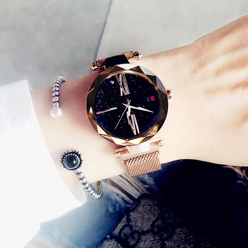 Starry Sky Star Lady High Quality Mesh Strap Magnetic Watch
