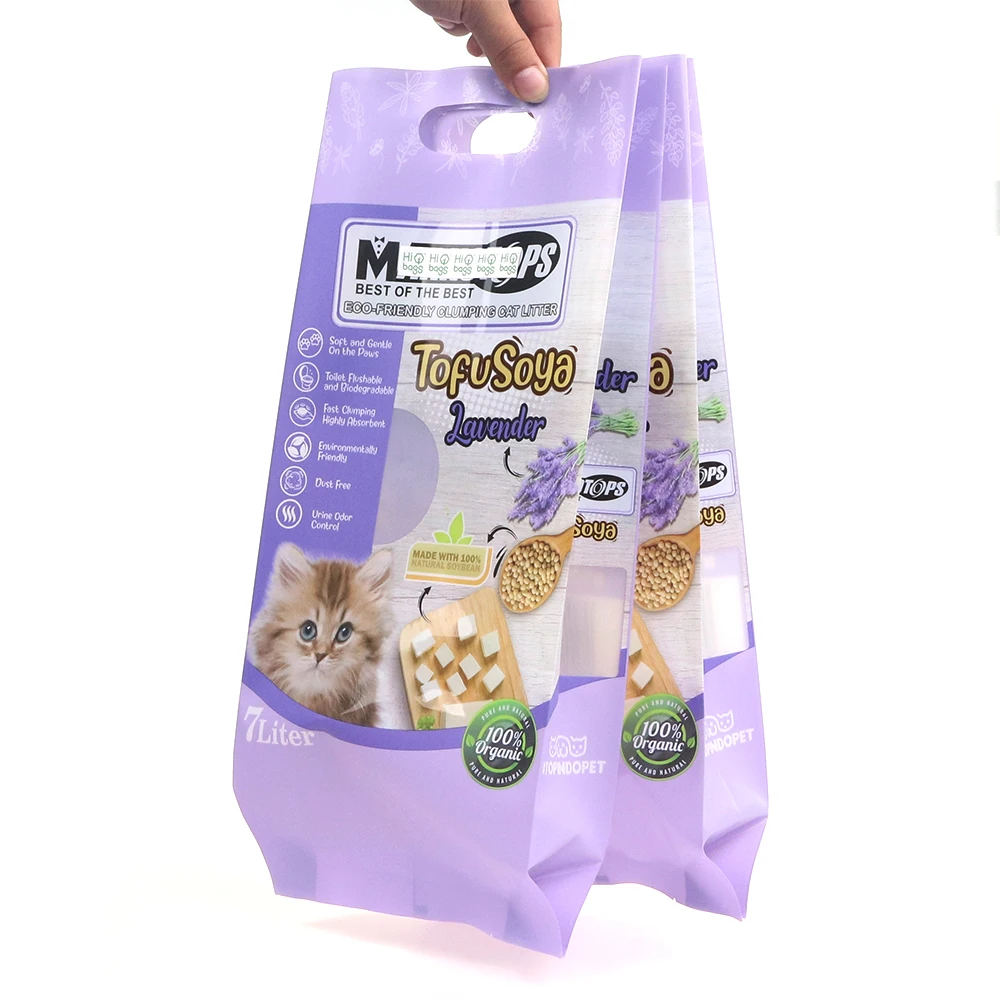Custom Printed Waterproof Vacuum Gusset Pouch 2Kg Silica Cat Litter Bentonite Clay Cat Litter Packaging Mylar Bags
