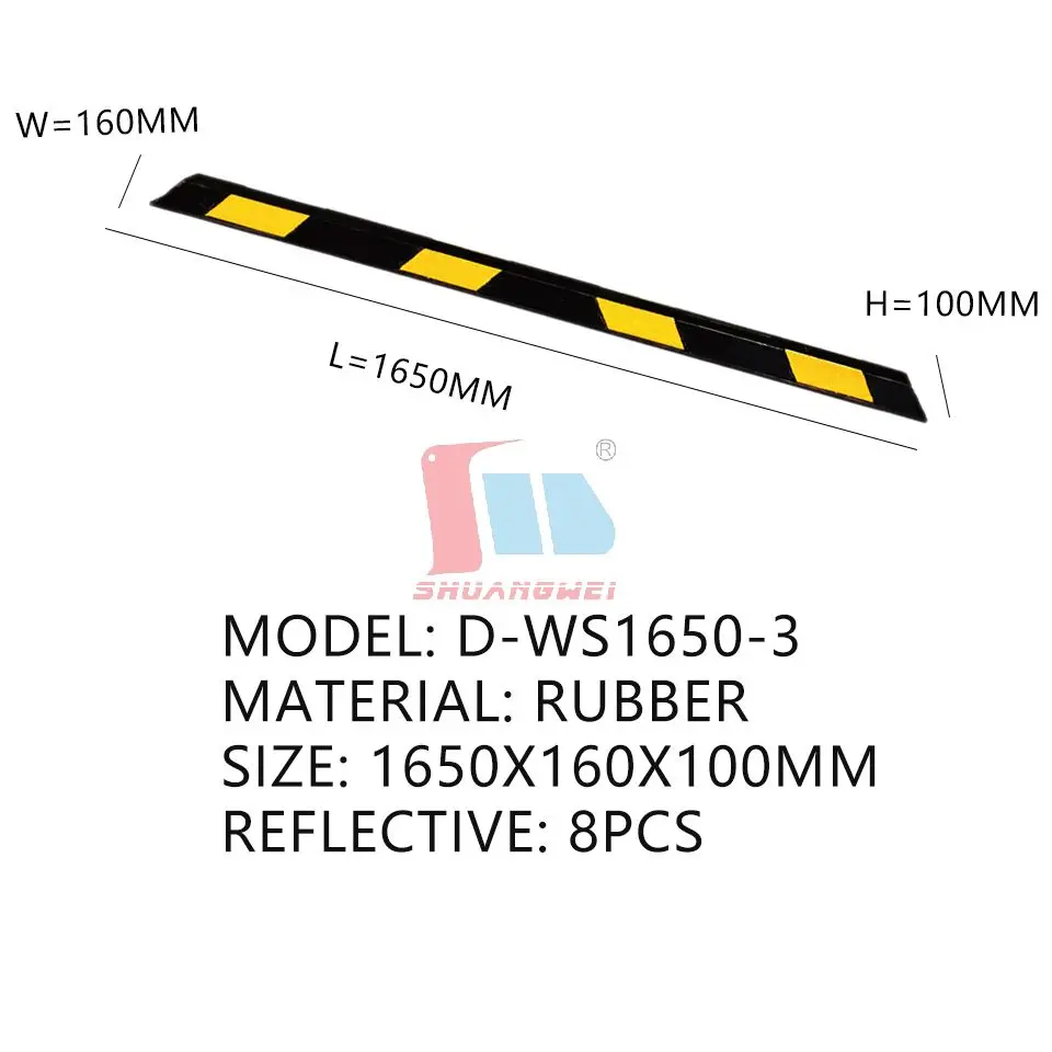 Custom Road Rubber Flexible Parking Lot Curb Blocks Garage Door Stopper Parking Wheel Stop Road Wheel Stopper For Car Parking