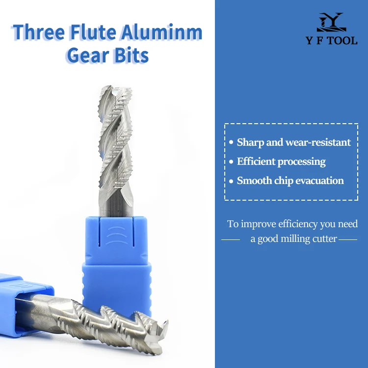 3 flute roughing end mill for aluminum  Chip breaking 3F aluminum router bit roughing endmill