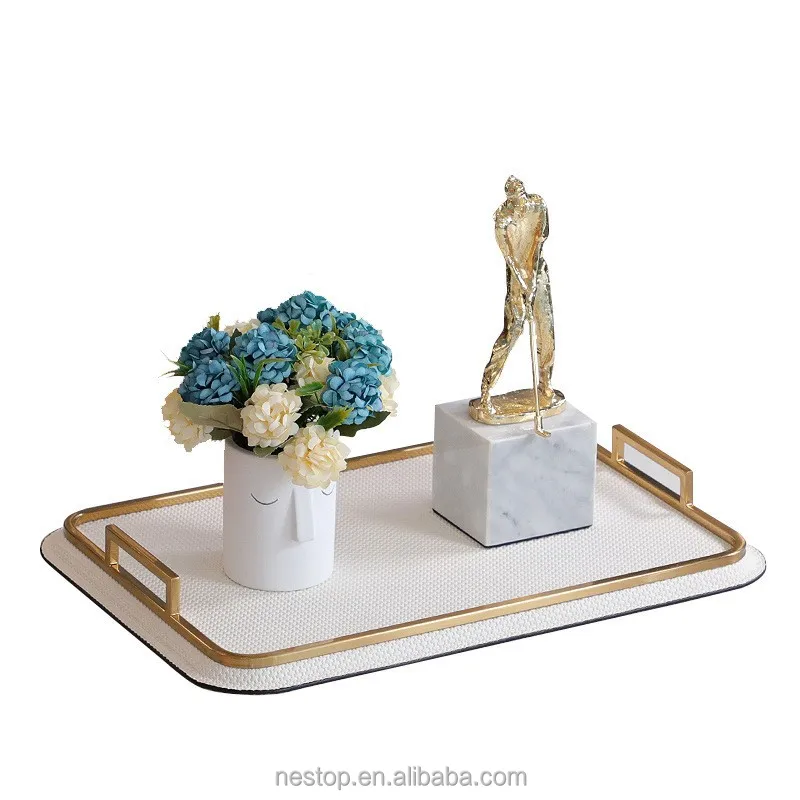Luxury Tray with Handles PU Leather Braided Serving Trays for Restaurant  Living Room Coffee Table Storage Decorative Trays