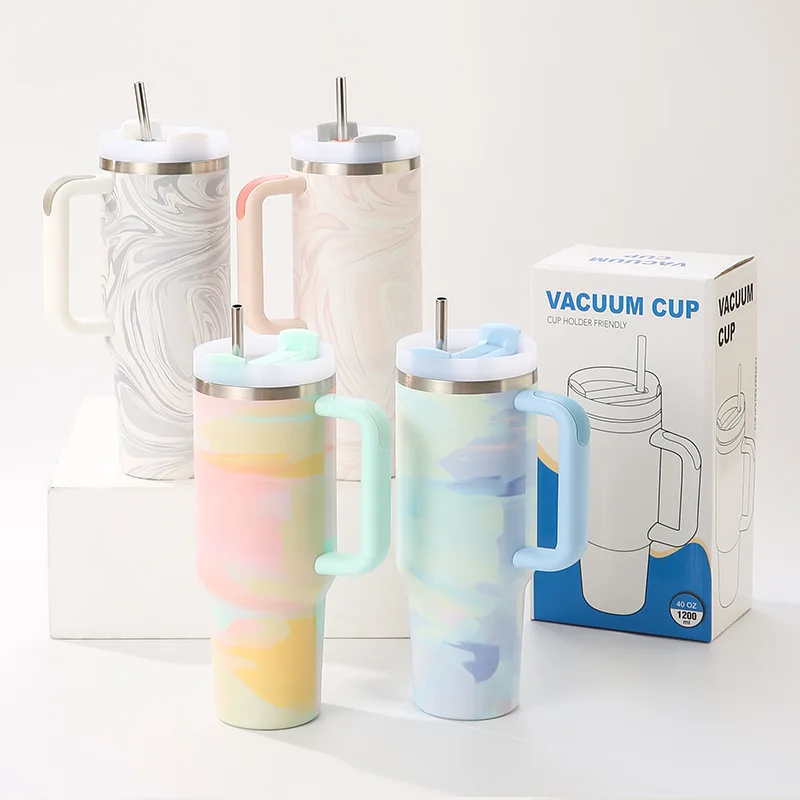 40oz cup with the cleaning tools colorful 40oz tumblers large capacity mug paint printing cold car cup