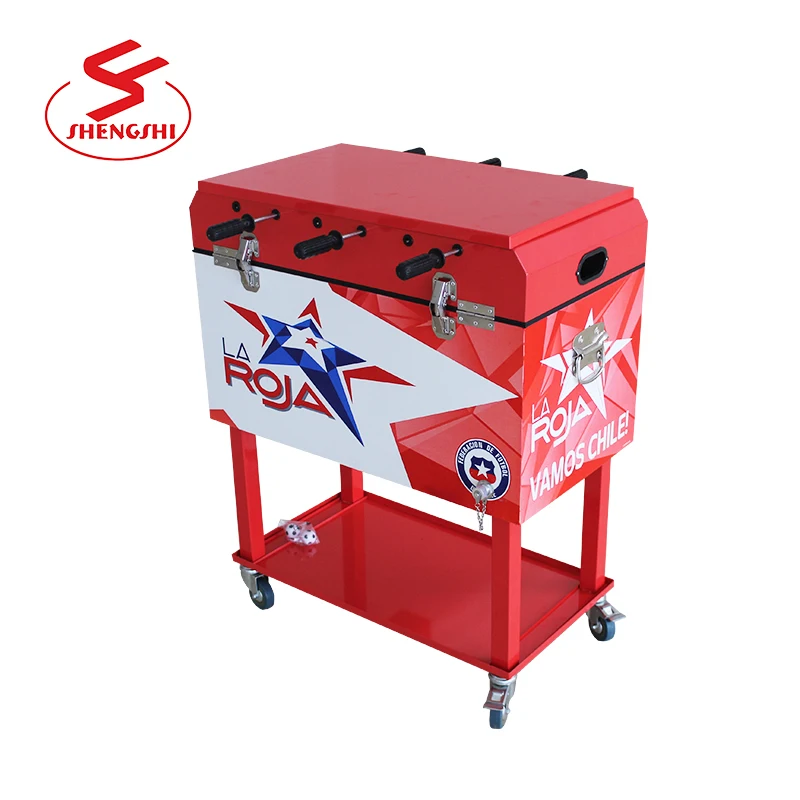 65l metal football table rolling ice cool cart wheeled large cooler