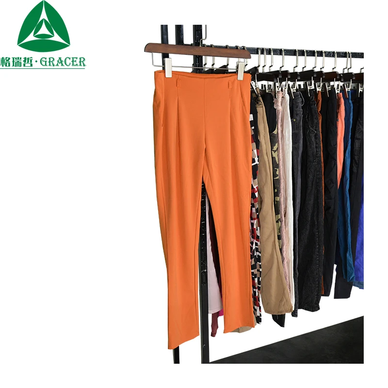 Cheapest second hand summer colorful cotton pants 20ft container used clothes in bales for sale