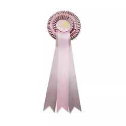 Wholesale Blue And Pink 3 Layers Horse Show Custom Logo Printable Award Ribbon Rosette