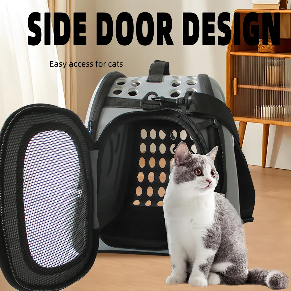 Eco-friendly Pet Travel Carrier Soft-sided Collapsible Portable Carry Travel Tote Bag with Mesh Windows Porous Design