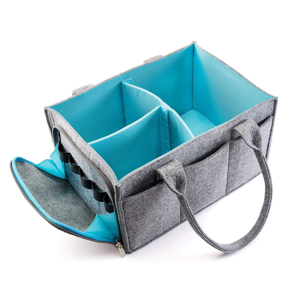 Hot sales Felt Baby Diaper Caddy Bag Mummy Storage Basket diaper organizer for baby with coloured felt