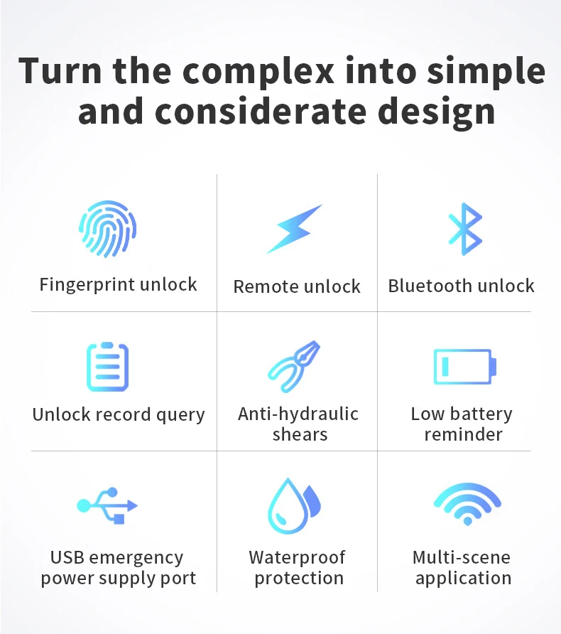 YOUHE Fingerprint IP65 Waterproof Smart Customizable Color Portable Unlock U-Lock for Shopping Mall