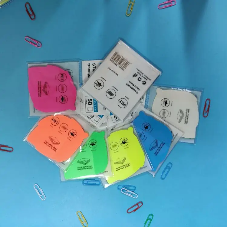 S3026 Nature Leaf Heterotype Neon Paper Memo Pad Transparent Sticky Note Self-Adhesive for School and Office Use