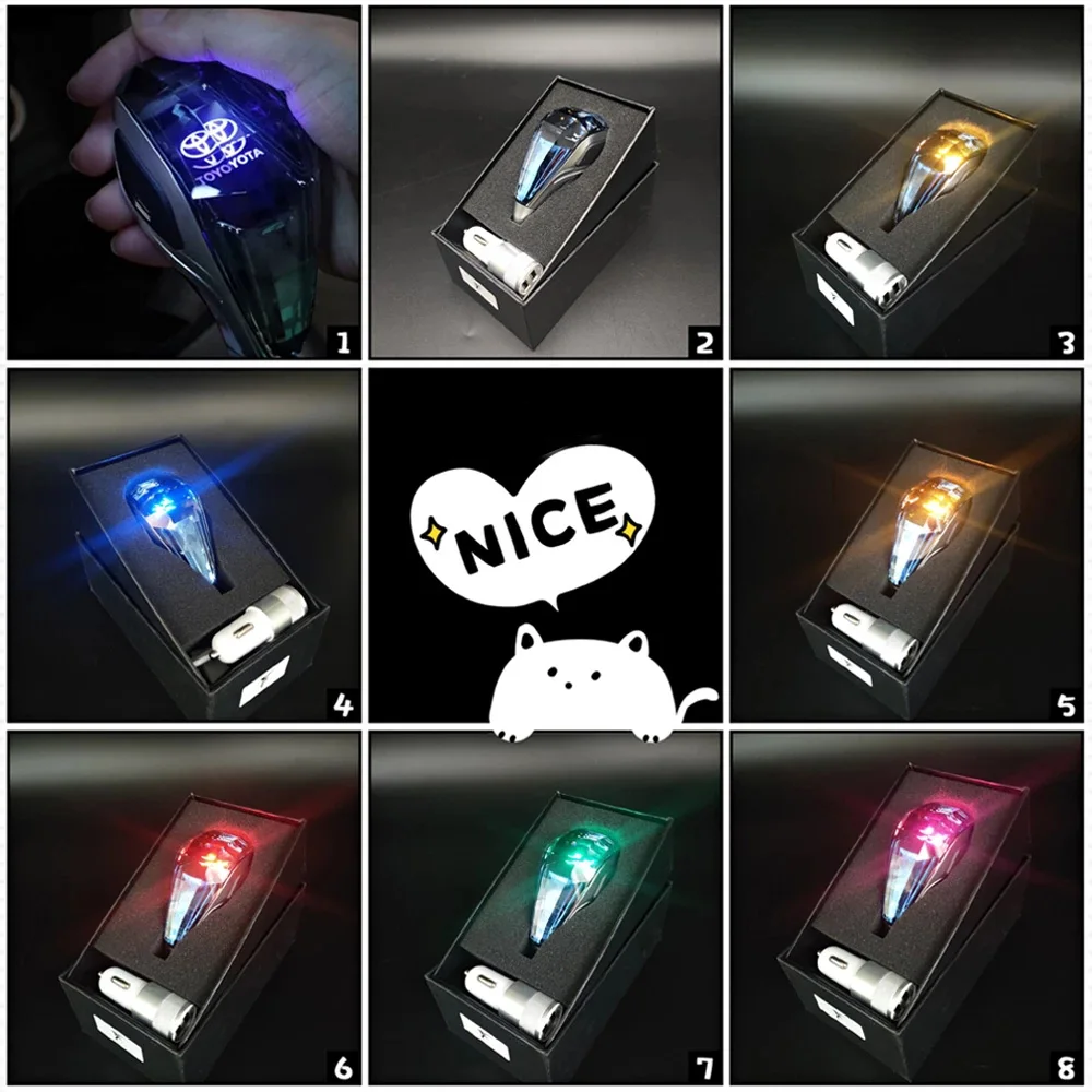 Suitable for Mazda Toyota Lexus Crown Crystal Shift Knob Gear Head 7 Color Touch LED Gear Lever Head Auto Parts Interior