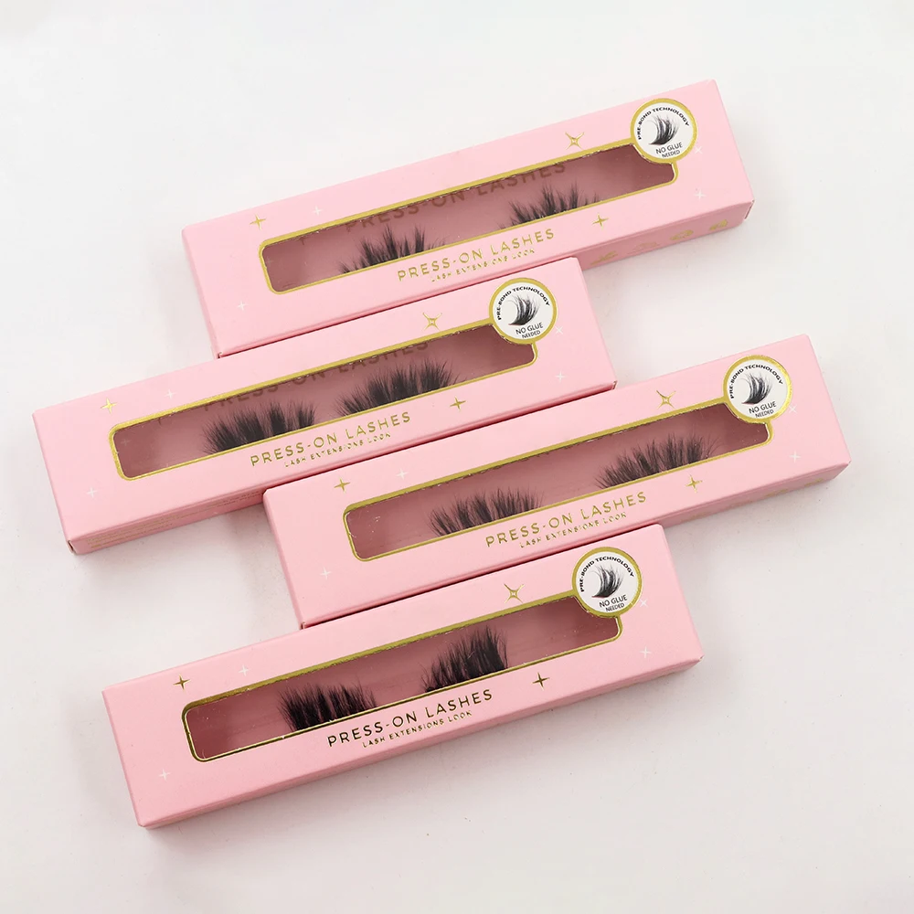 New 5-10 Day Hold Press On Self Adhesive No Glue Needed Pre Bond Pre Glue Lashes Waterproof Cluster Strip Lash Extension