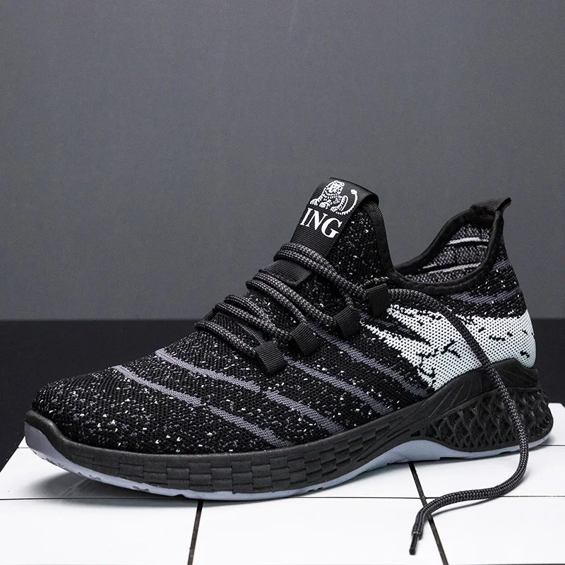 2020 manufacturer best selling breathable light fly knit Elastic band walking shoe for men