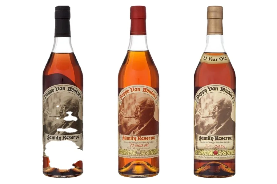Pappy Van Winkle 25-Year Old Malt Whisky Distilled From Barley and Wheat Packaged in Bulk Boxes Barrels Bags Gift Wrap
