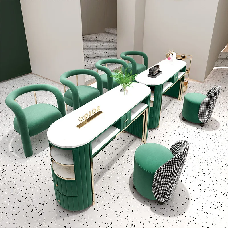 Marble Luxuriy Fashional Professional Salon Nail Tech Tables Manicure Station Manicure Table And Chair Set