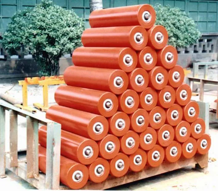 Conveyor Roller For Conveying Systems Rubber Steel Material Supporting Idler
