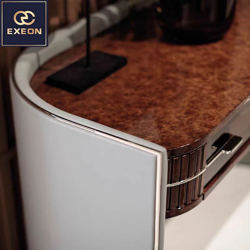 Modern Light Luxury Solid Wood Curved Table Luxury Furniture Living Room Access To The Wall Drawer Console Table