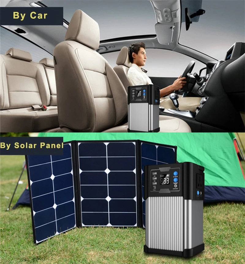 Home outdoor camping 220V110V portable power station solar panel generator 300W 82500mAh pure sine wave charging lithium battery