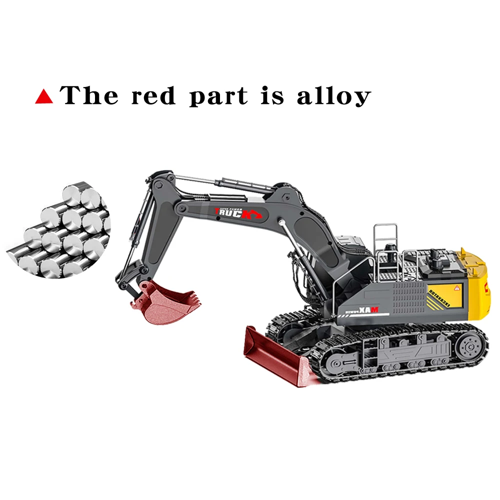 15 Channel Large Alloy Spray RC Excavator 52CM Big Remote Control Grey Excavator Construction Engineer Machine Rc Car Toys Truck