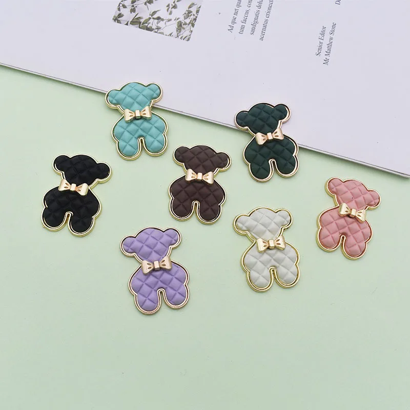 Cute Mini Bear Charm Multi Colors Bear with Bow Tie Pendant for Phone Cases Hair Clips Shoe Buckles & Jewelry Making Accessories