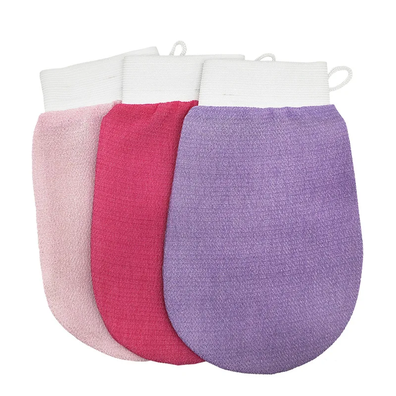Hot Sale Korean Exfoliating Mitts Body Shower Custom LOGO Purple Gants ExfoliantExfoliating Gloves