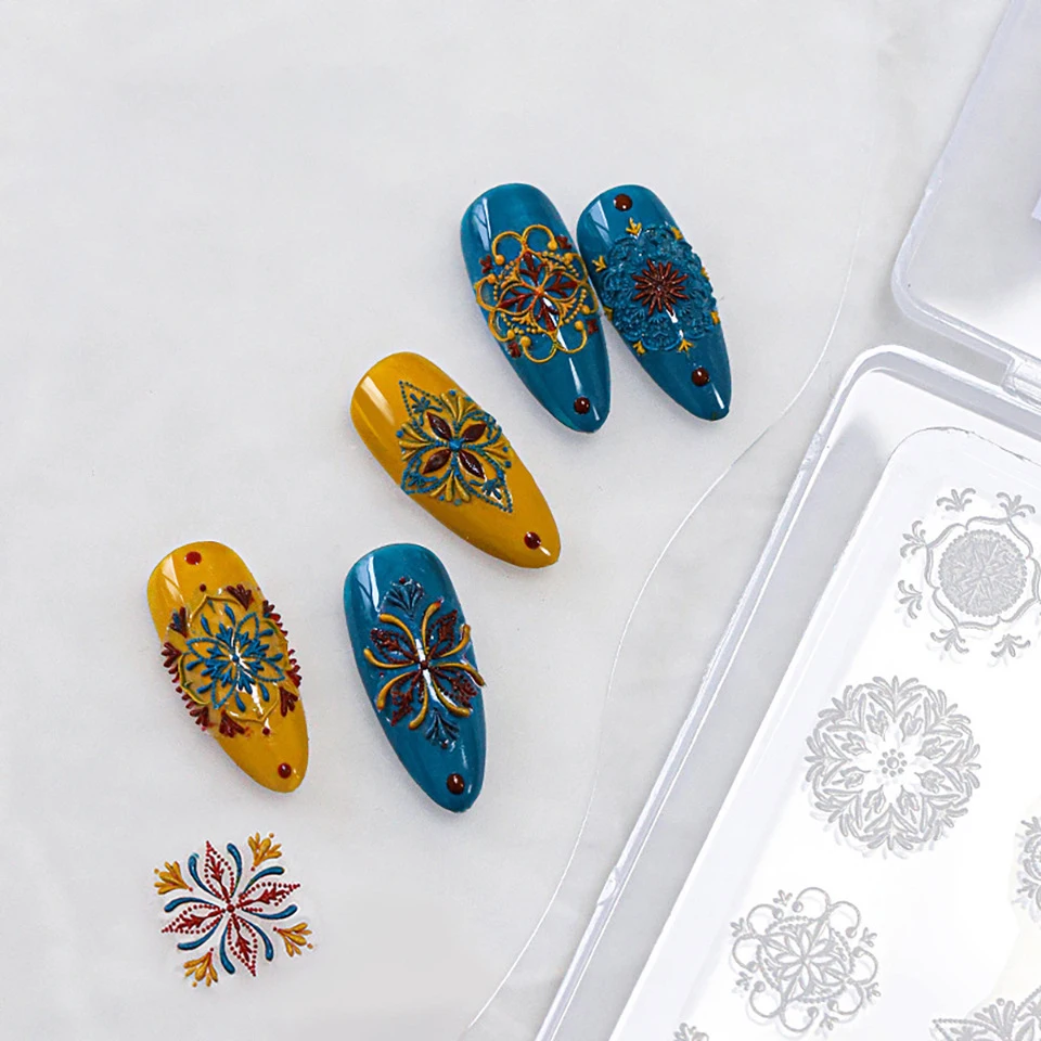 Snowflake Lace Bohemian Butterfly Drip Glue Mold 3d Relief Silicone Carving Mold For Nail Art