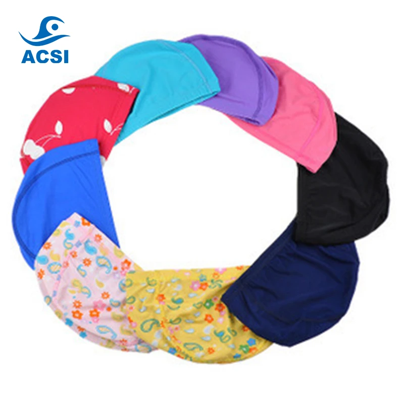 Various Color Nylon swim hats Spandex Swim hats Fabric Swimming hats With Customized Logo