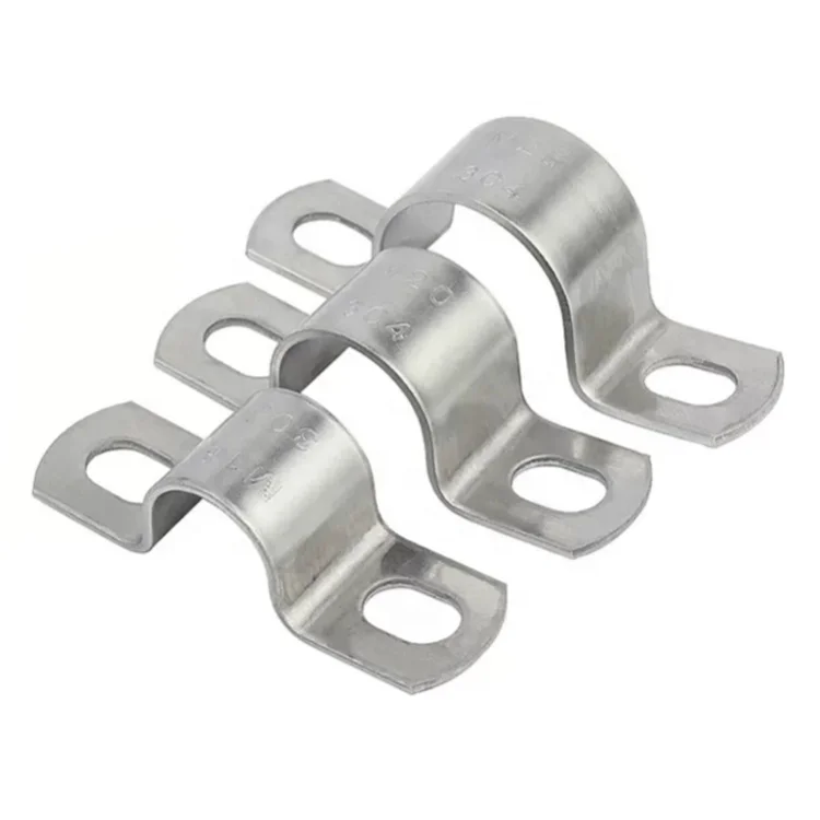 In Stock 8mm-500mm Clamp Range SS304 Stainless Steel Heavy Duty 2 Hole U Type Pipe Strap Saddle Clamp