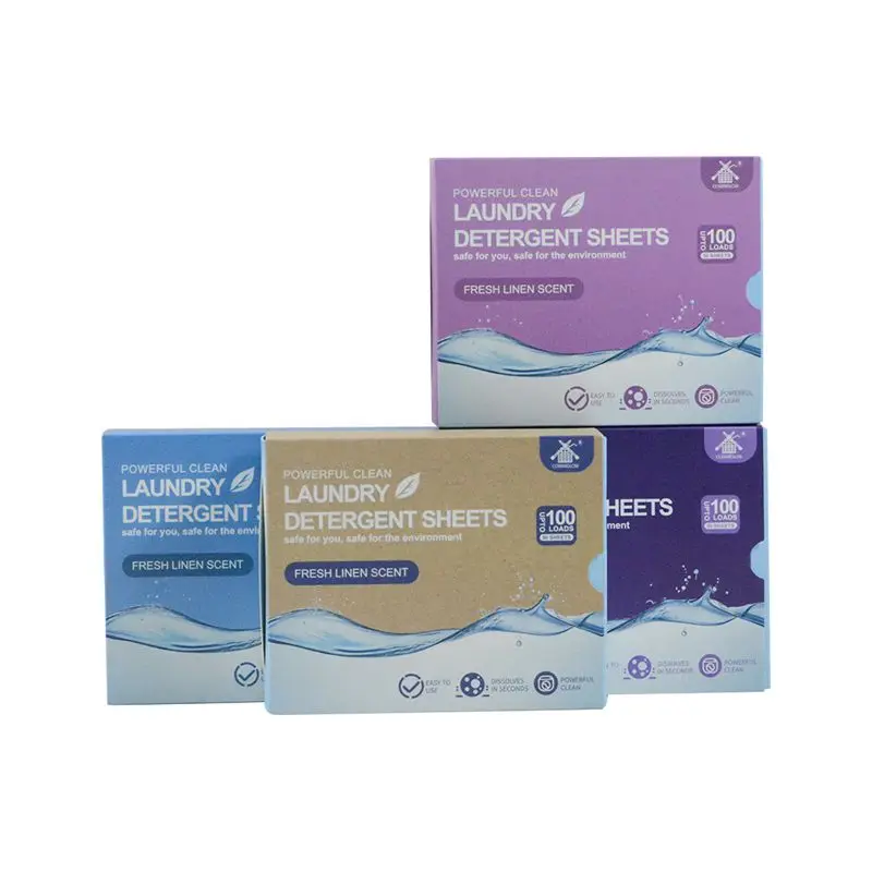 Laundry Sheets Eco Friendly Anti-Static Stain Remover Brightener Organic Hypoallergenic Natural Laundry Detergent Sheets