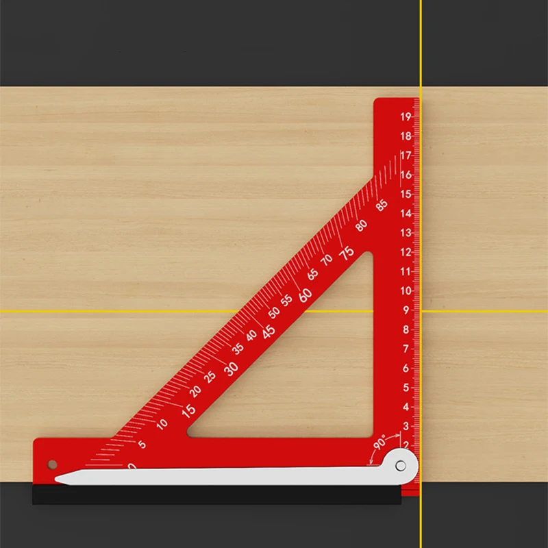 Aluminum Alloy Horizontal Square Right Angle Ruler Triangle Ruler Multifunction Woodworking 90Degrees Angle Ruler Measuring Tool