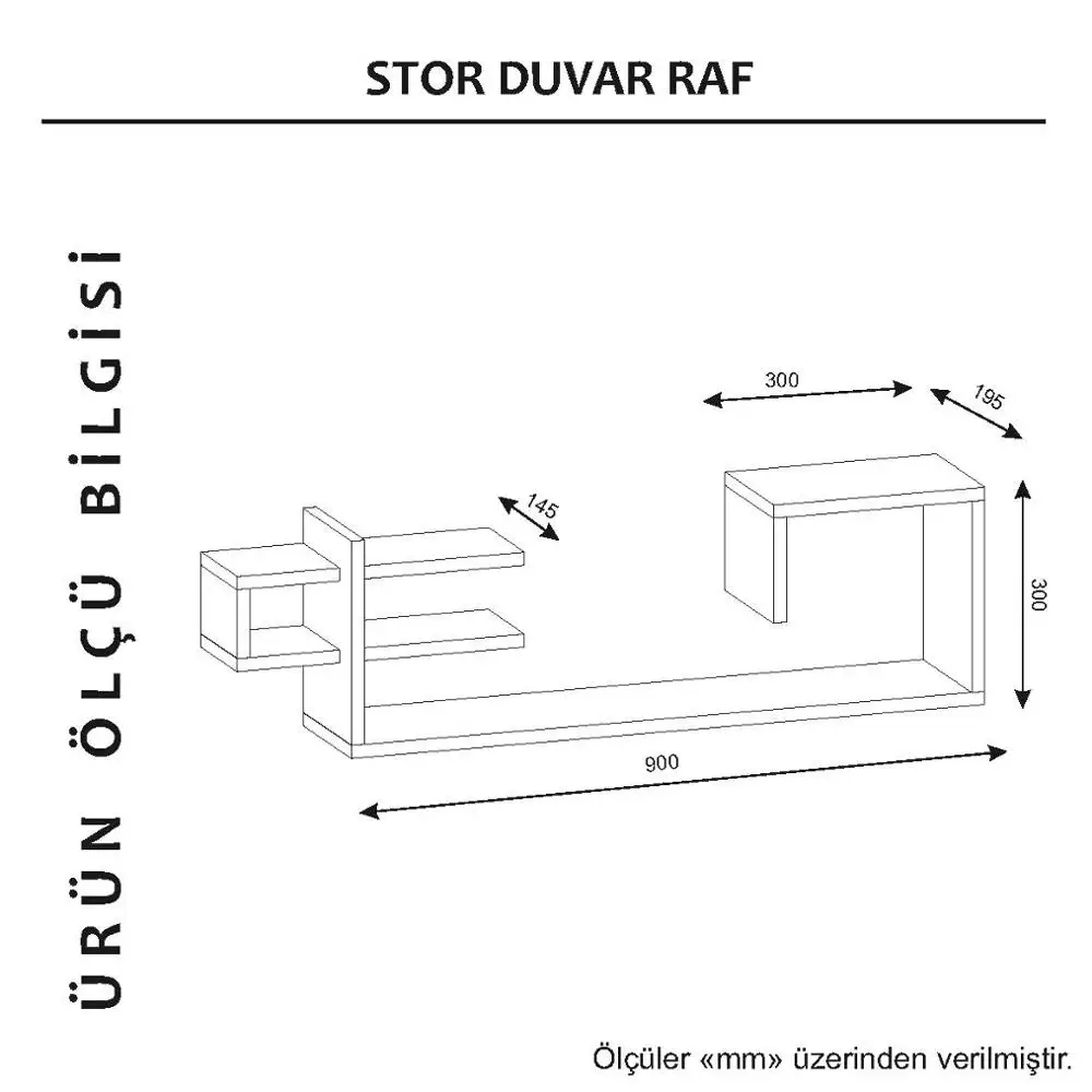 Stor Modern Wood Wall Mount White Walnut Wall Shelf