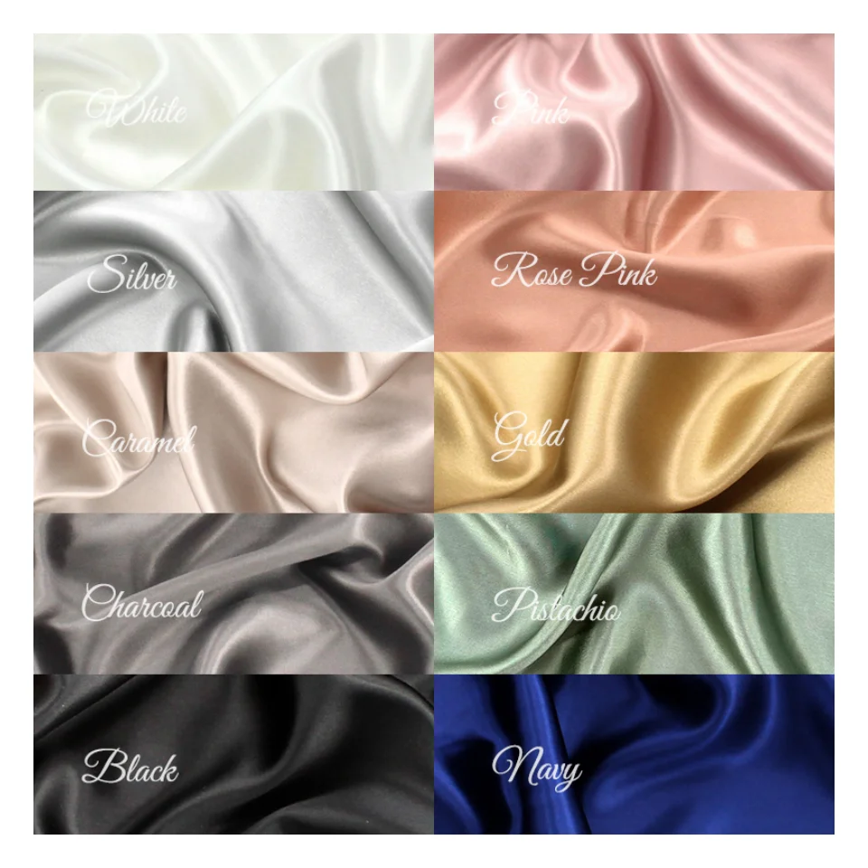 Wholesale Non-toxic Plain Dyed 100% Pure Mulberry Silk Fabric Charmeuse 22MM 114CM High Grade Silk Fabric Meter Pure Silk