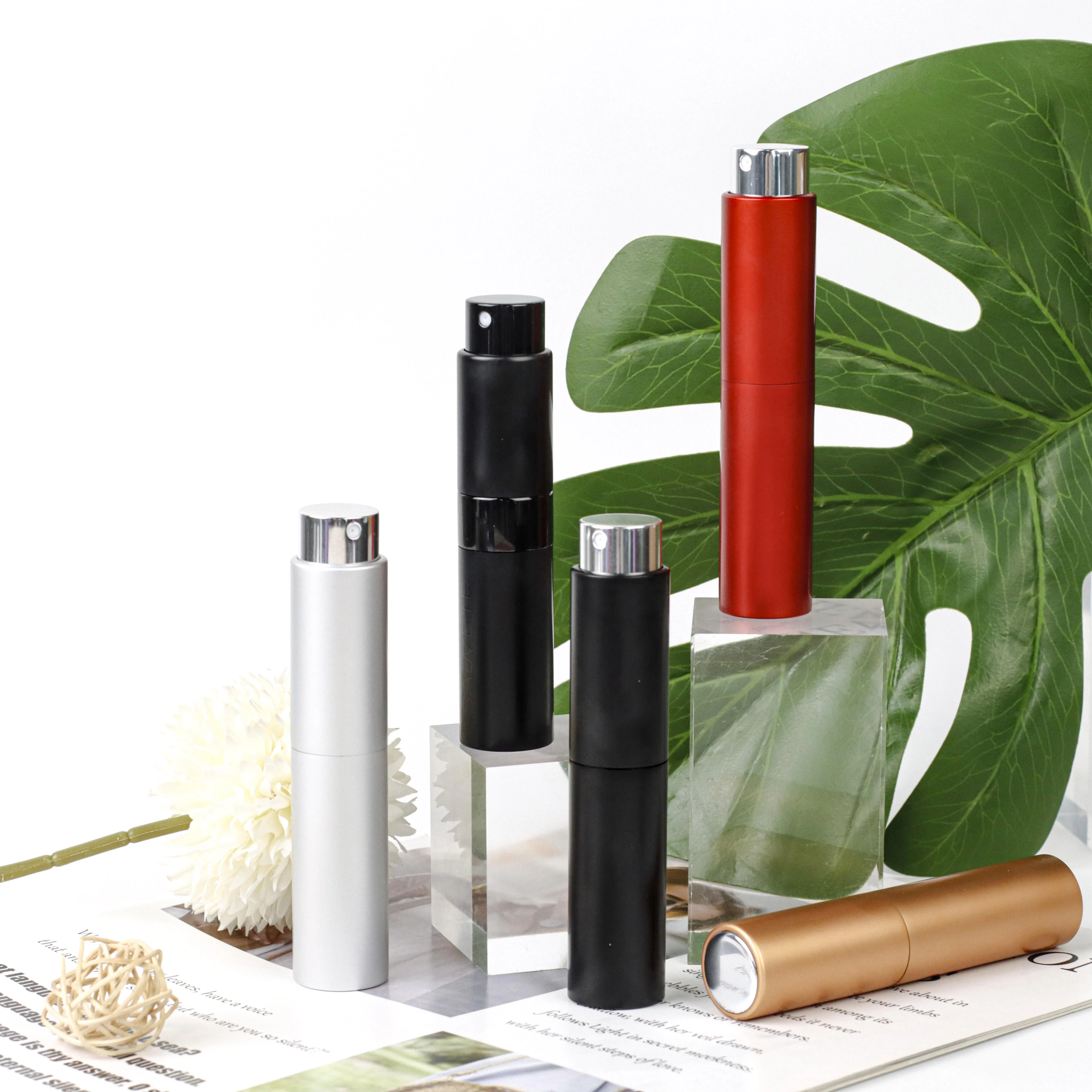 custom 5ml 8ml 10ml 20ml refillable aluminum round twist up perfume bottle time delay spray Hand Sanitizer