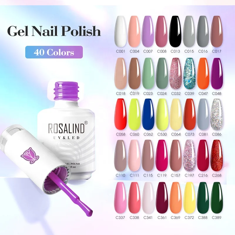 Rosalind professional nail supplies 15ml customized long lasting soak off pure vegan organic colour uv led nails gel polish