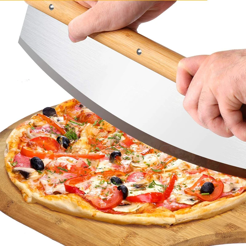 
Bamboo Pizza Peel Set with Black Ceramic Pizza Stone Pan & Pizza Cutter 