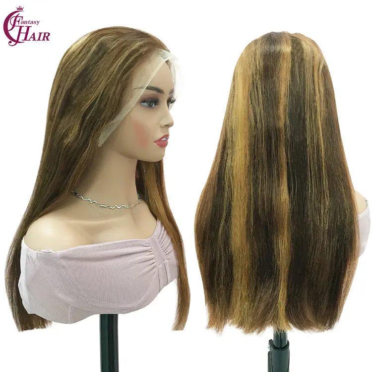 FH  Wholesale Human Hair Wig #P4/27 Color Straight 13x4 Transparent Lace Front Wigs Natural Human Hair Raw Vietnamese Wigs