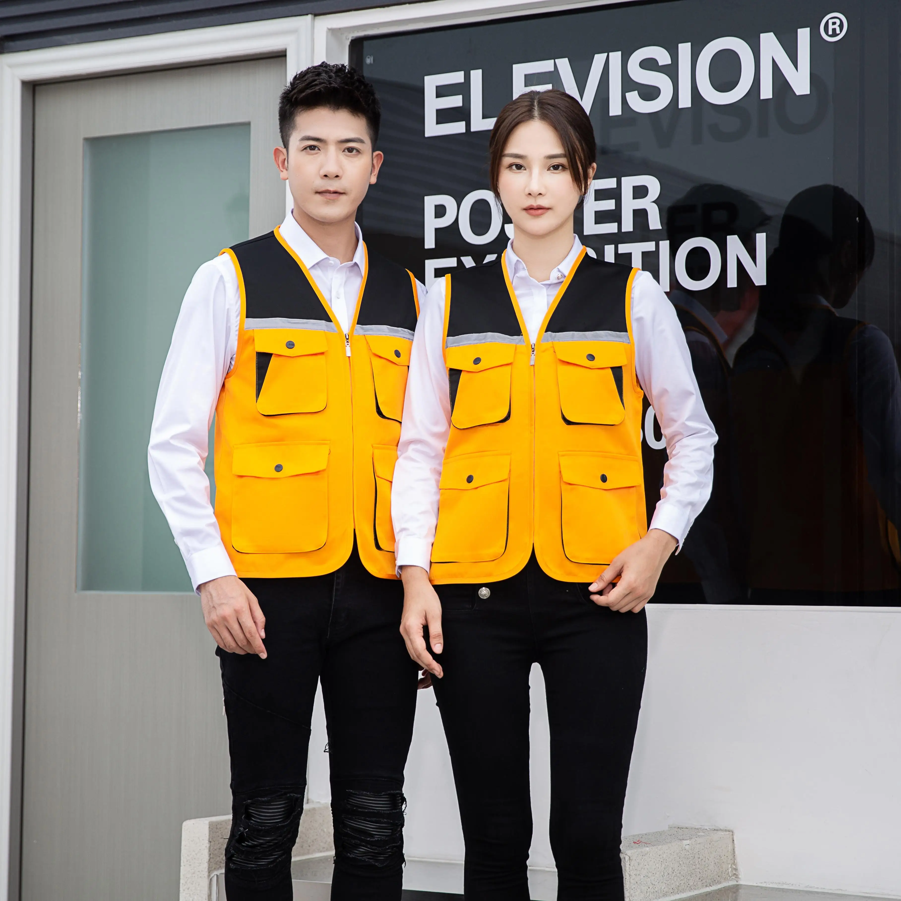 Construction Security Safety Vest High Visibility Hi Vis Work Reflective Clothin weight vest work vest