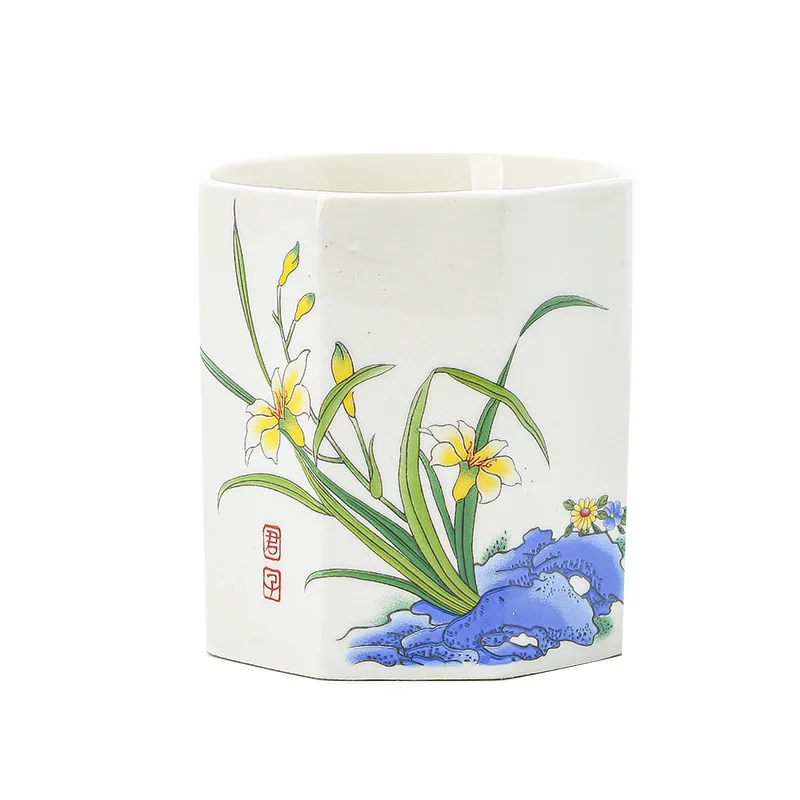 WANHUA Scented candle White ceramic cup Decal straight tube cup handmade DIY cup