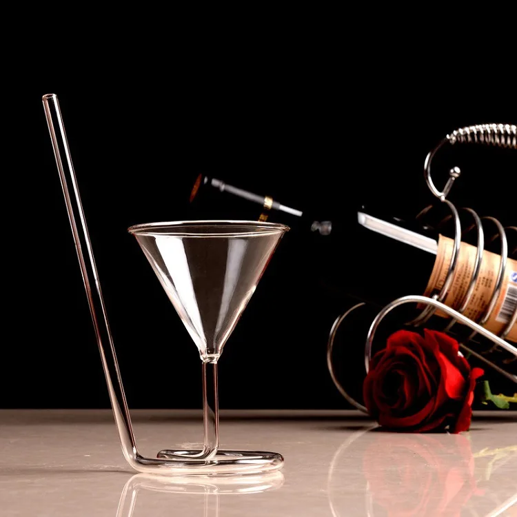 Vampire Glass Cup Wine Whiskey Glass Heat Resistant Sucking Juice Milk Drinking Tube Straw Cup Creative Wine Glass High foot