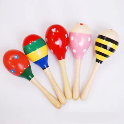 AN Baby Orff Musical Instrument Wooden Sand Ball Rattle Babies Teach Early Wooden Trumpet Music Sand Hammer Toys