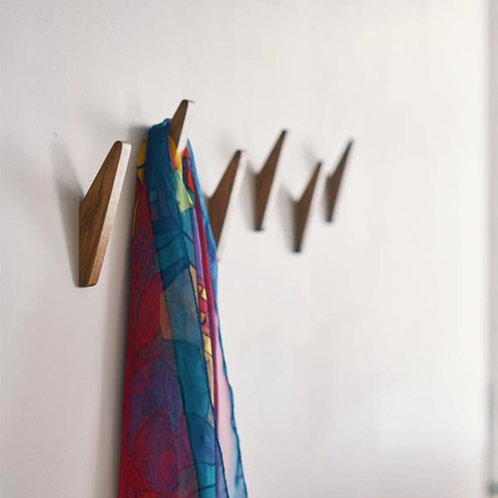 Clothes Hat Hanger Wooden Towel Coat Hook Towel Rack Modern Simplicity Wall Decoration Japanese Style Wall Hooks