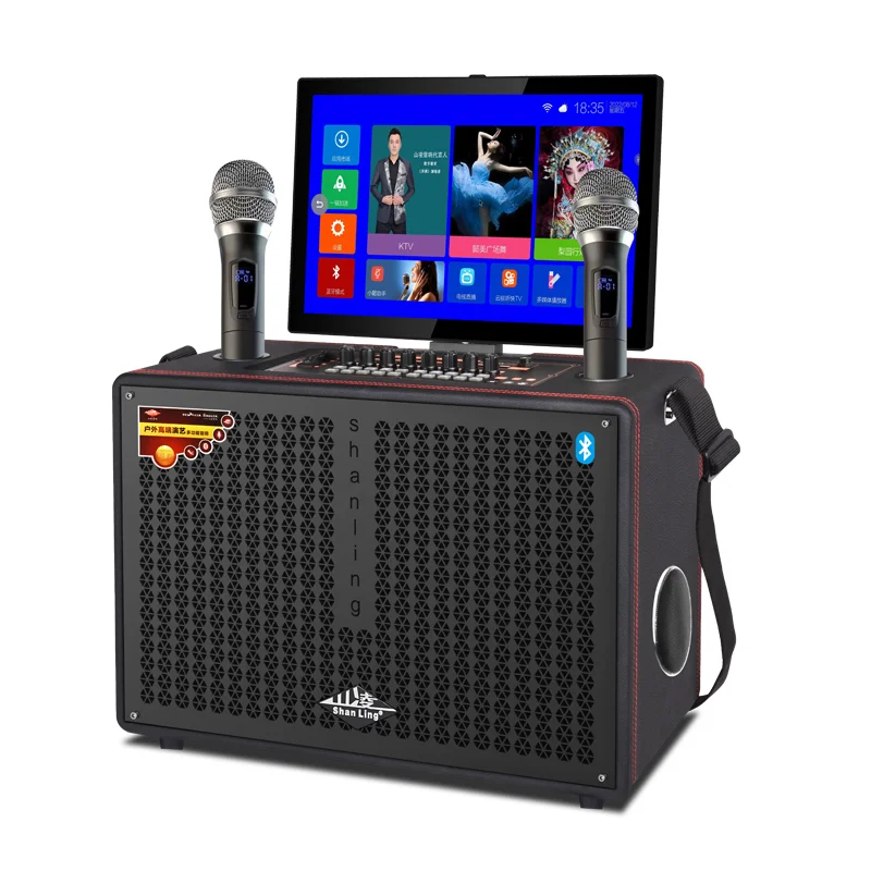 New 2023 Powered Active Outdoor Karaoke 10 Inch Speaker Stereo Wireless Screen Speaker Home Theatre Watch Movie Smart Speakers