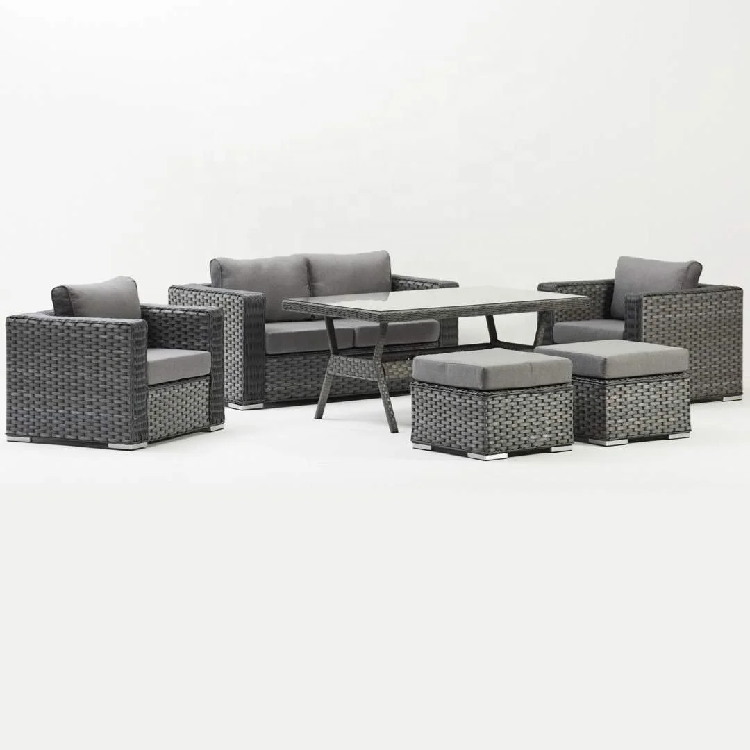 2022 Garden Outdoor Soft Cushion and Wide Wicker Weaving Style Patio China Sofa Furniture