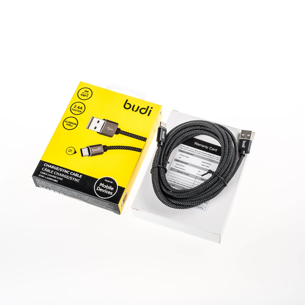 
2020 hot sell manufacturer phone accessory three meter nylon braided 3m fast charging type c usb-c cable with packaging boxes 